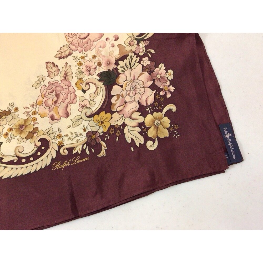 Polo Ralph Lauren Silk Scarf Fall Pheasant Florals - Picture 7 of 8